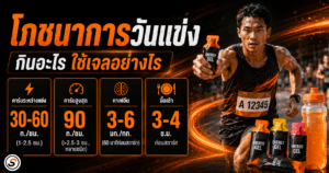 Hydration Strategy: ดื่มน้ำก่อน ระหว่าง และหลังวิ่งอย่างถูกวิธี ภาพปกบทความ โภชนาการวันแข่ง: กินอะไร ใช้เจลยังไง