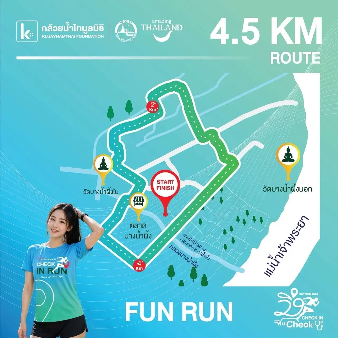 เส้นทางแข่งขัน ฟันรัน 4.5 กม. KNT RUN 2026
