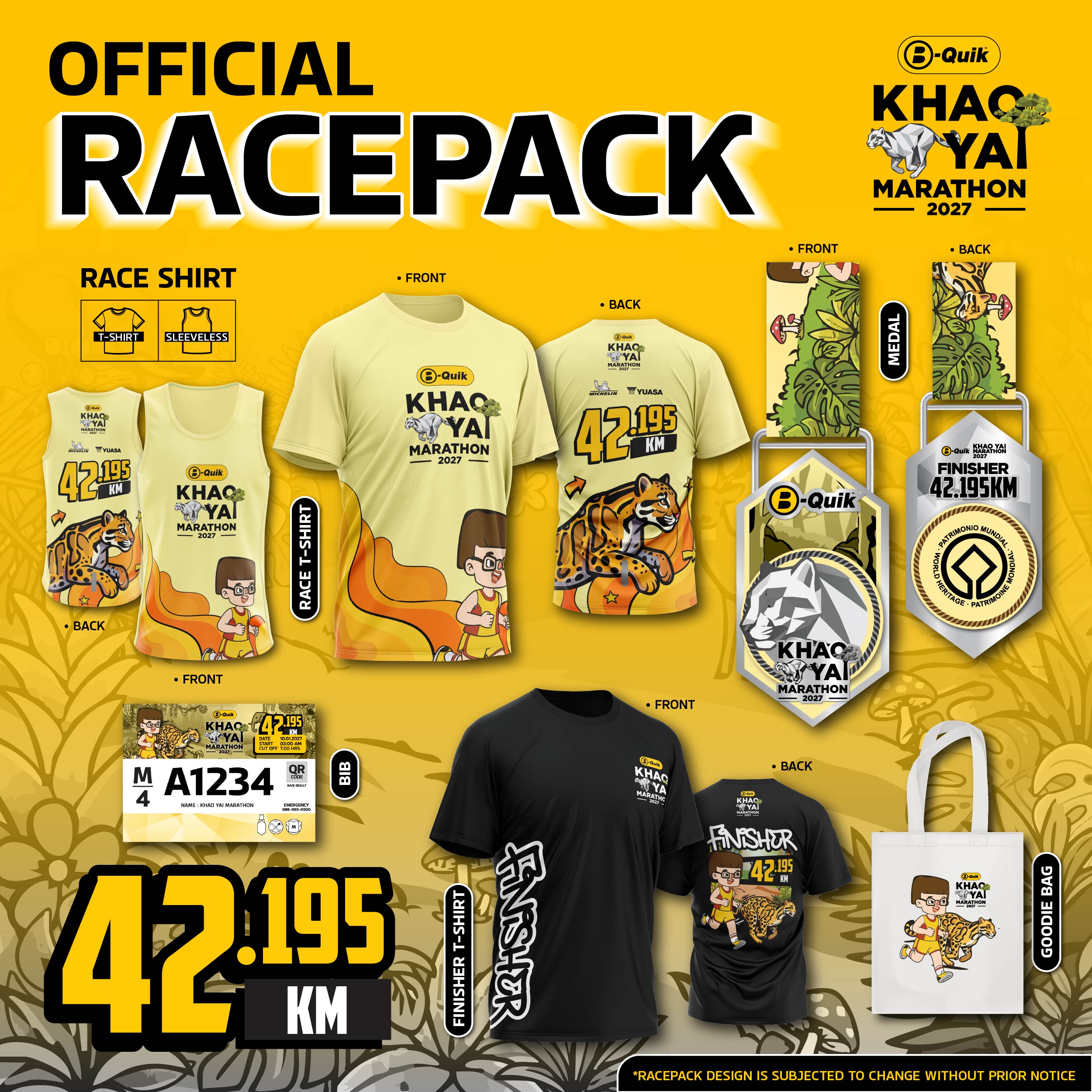 คู่มือ B-Quik Khao Yai Marathon 2027: Cut-off เส้นทาง และเวลาติด Top 100 Race Pack มาราธอน 42.195 กม. B-Quik Khao Yai Marathon 2027 เสื้อ เหรียญ เสื้อ Finisher