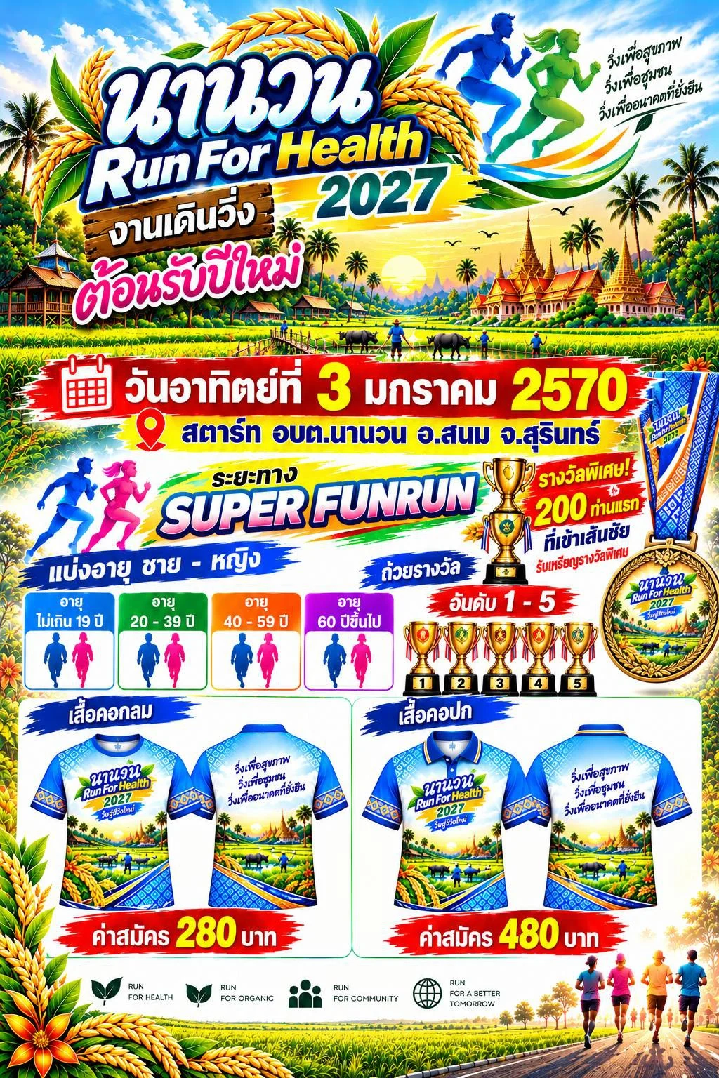 โปสเตอร์รวมรายละเอียดงาน นานวน Run For Health 2027