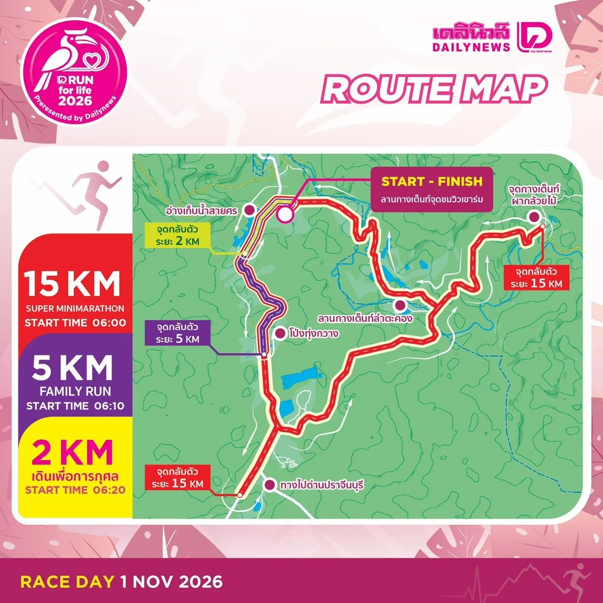 เส้นทางวิ่ง D Run 2026 เขาใหญ่