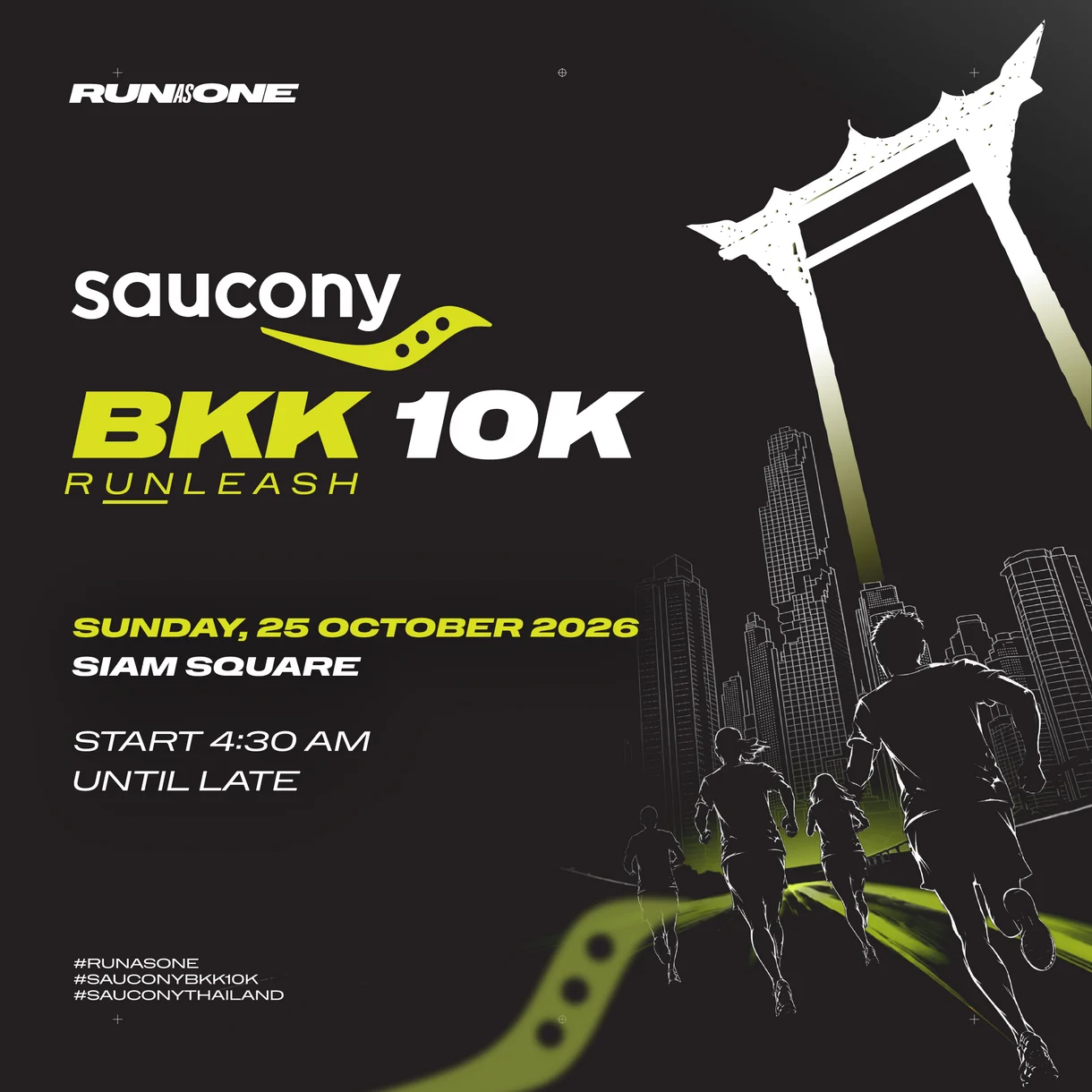 Saucony Bangkok 10K 2026 โปสเตอร์ START 4:30 AM
