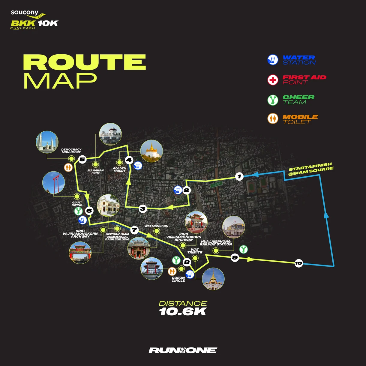 Saucony Bangkok 10K 2026 Route Map 10.6K