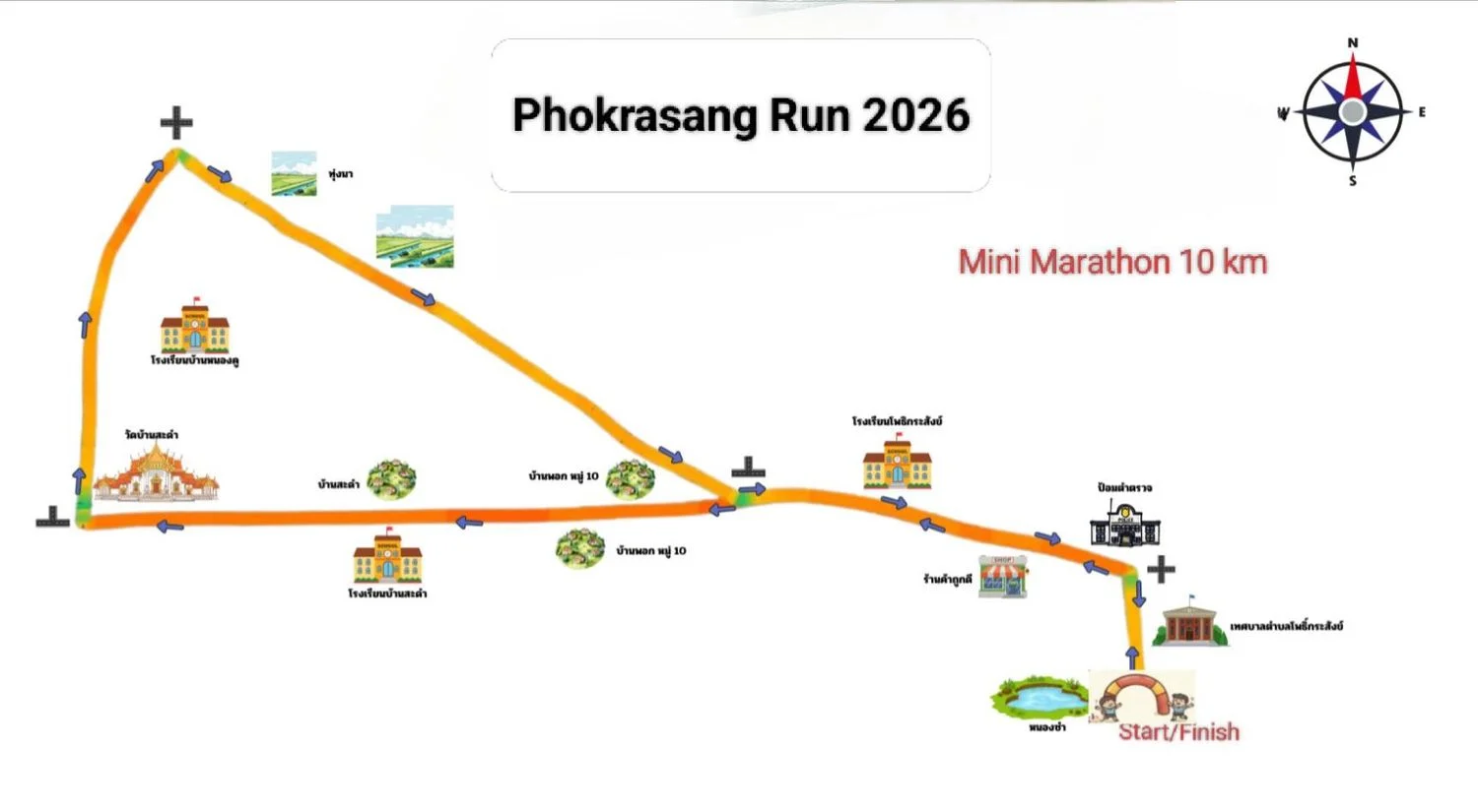 Phokrasang Run 2026 ก้าวเพื่อน้อง ปีที่ 2 เส้นทาง 10K